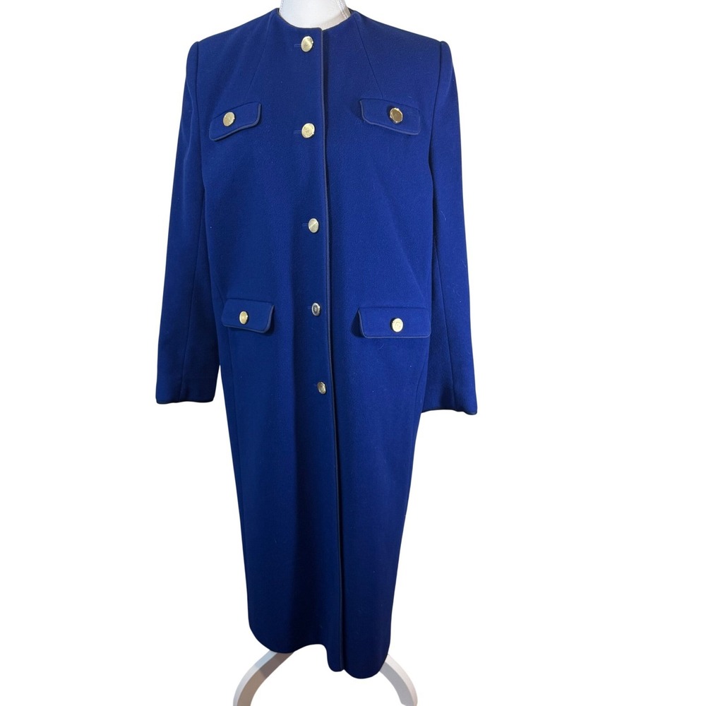 Jacobson's Royal Blue Size‎ 8 Military Coat Gold Buttons VTG Statement Luxury